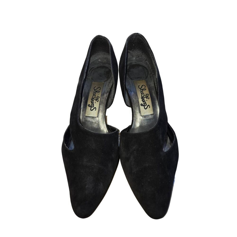 Shoe Strings Women's Size 6.5M Black Suede D'Orsay Heel